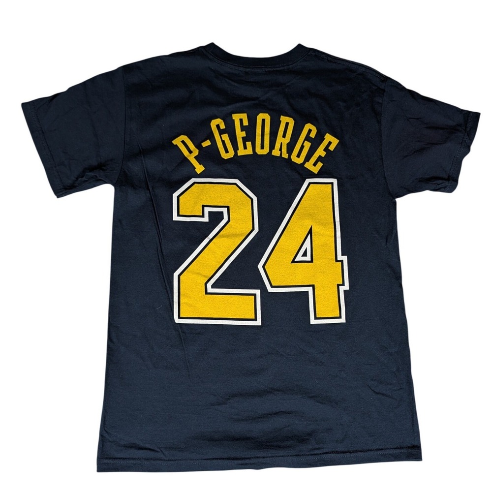 NBA Indiana Pacers Paul George 24 Graphic T-Shirt Navy Blue Mens Short Sleeve